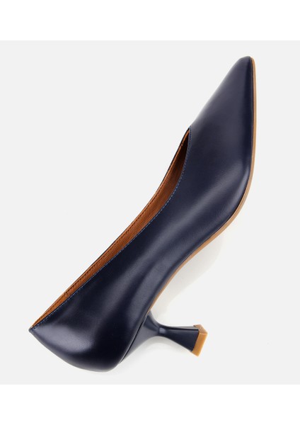 01AYH312590A680 KADIN Deri Lacivert Ince Topuklu Stiletto