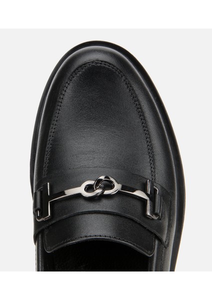 01AYH314390A100 KADIN Deri Siyah Tokalı Klasik Loafer indirimleri