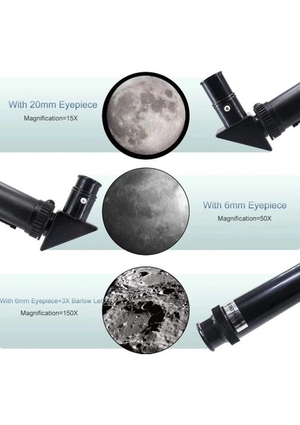 400X70MM Açıklıklı Refrakter Teleskoplar (15X150X), Telefon Adaptörlü Reflex