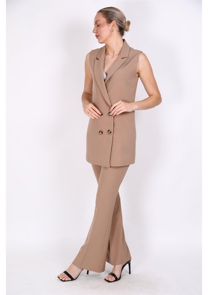 Midi Boy Klasik Yelek & Ispanyol Paça Pantolon-Taş fiyatları