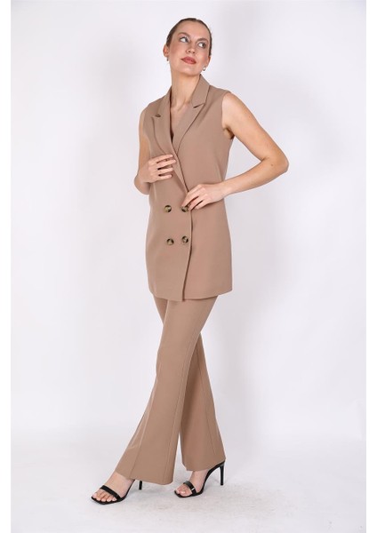 Midi Boy Klasik Yelek & Ispanyol Paça Pantolon-Taş fırsatları