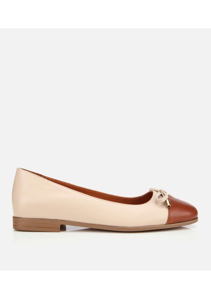 01AYH313540A373 KADIN Deri Taba Fiyonk Detaylı Babet