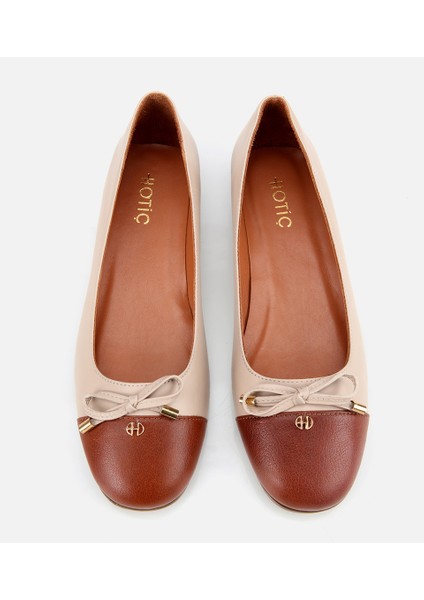 01AYH313540A373 KADIN Deri Taba Fiyonk Detaylı Babet