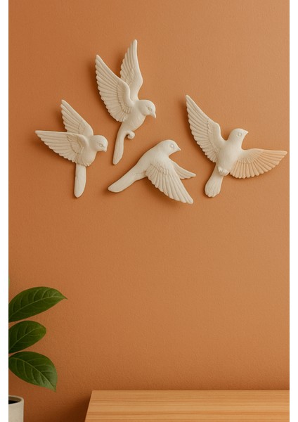4’lü Kuş Duvar Dekoru Dekoratif Reçine Dekor 3D Modern Bohem Duvar Dekoru Ev , Ofis Süsleme Için 8 x 8 cm fiyatları