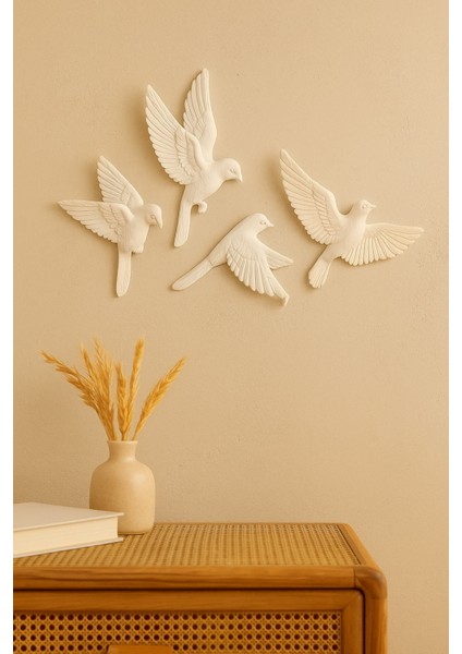 4’lü Kuş Duvar Dekoru Dekoratif Reçine Dekor 3D Modern Bohem Duvar Dekoru Ev , Ofis Süsleme Için 8 x 8 cm indirimleri