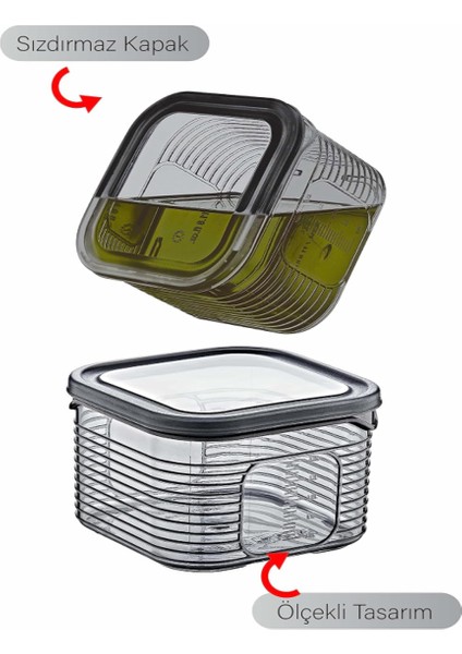 Kapaklı ve Bölmeli Kahvaltılık Antrasit 2.30 Lt + 0.25 Lt*6 ( 6+1 ) modelleri