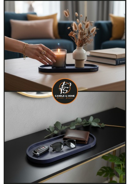 Oval Büyük Boy Beton Sunum ve Takı Tabağı, Çok Amaçlı Tabak, Mum Altlığı, Organizer fiyatları