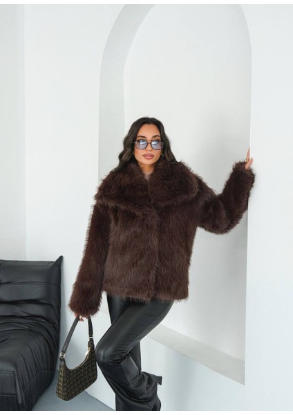 Zr Kahverengi Oversize Kısa Kürk Mont fiyatları