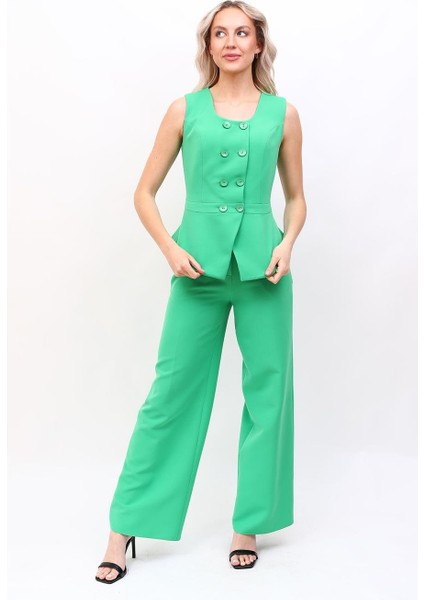 Aller Yelek & Bol Paça Pantolon Takım-Yeşil fiyatları