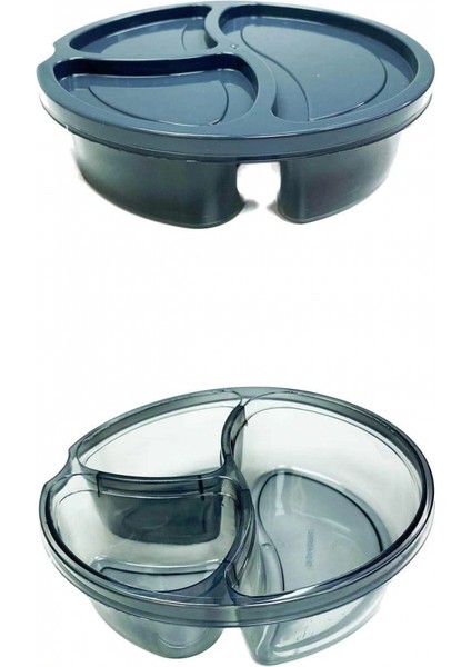 Diyet Saklama Kabı 3 Bölmeli Pratik Yuvarlak Beslenme Kahvaltı Kabı Koyu Gri fiyatları