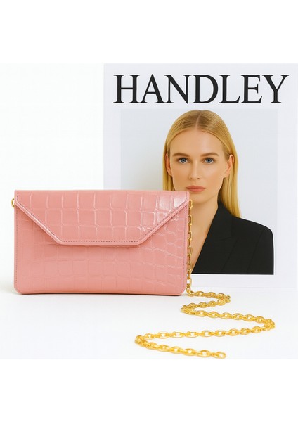 Lüks Kroko Desenli Zincir Askılı Çift Gözlü Omuz Çantası