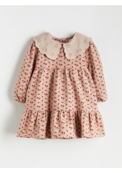 Bebe Yaka Çiçekli Kız Bebek Elbise (W5)