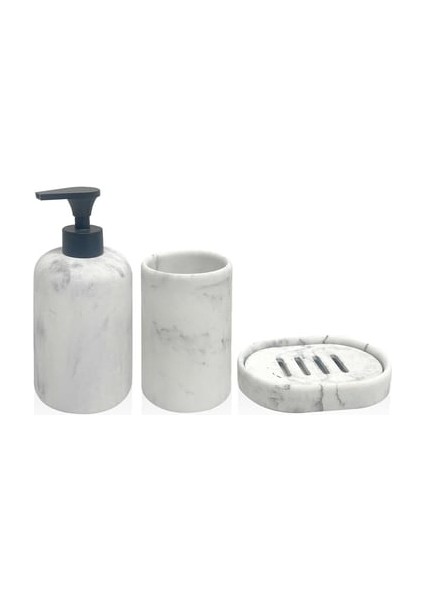 Marble Banyo Seti Siyah Siyah 3 Parça