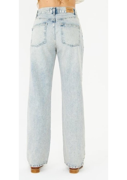 Kenarı Nakışlı Açık Mavi Denim Pantolon indirimleri