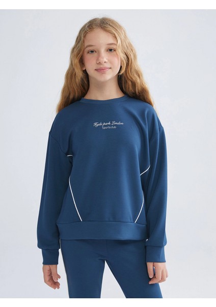 Lcw Kids Indigo Bisiklet Yaka Kız Çocuk Eşofman Takım