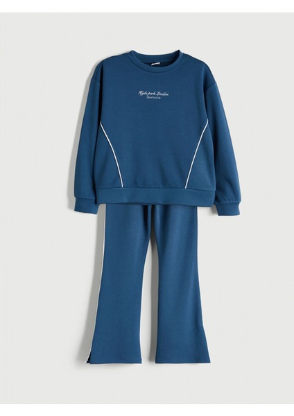 Lcw Kids Indigo Bisiklet Yaka Kız Çocuk Eşofman Takım modelleri