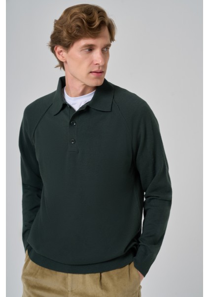 Erkek Haki Trend Core Spun Polo Yaka Dynamic Fit Rahat Kesim Triko