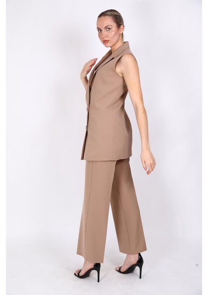 Midi Boy Klasik Yelek & Bol Paça Pantolon-Taş fiyatları