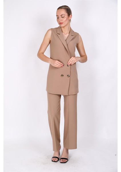 Midi Boy Klasik Yelek & Bol Paça Pantolon-Taş indirimleri