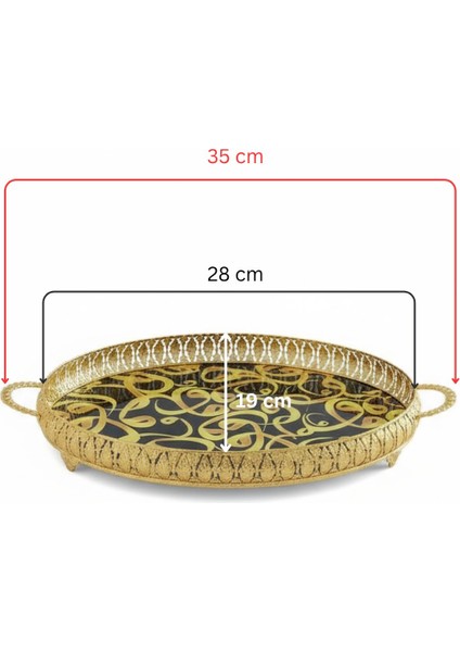 3 Adet Gold Renk Vav Desen Metal Çerçeveli Cam Nişan-Servis Tepsi Seti – 28×19 cm fiyatları
