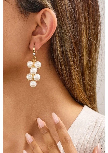 18K Altın Kaplama Salkım Inci Küpe indirimleri