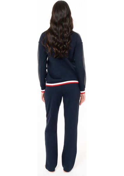 20116B Kadın Lacıvert Yuvarlak Yaka Uzun Kollu Pijama Takımı fiyatları
