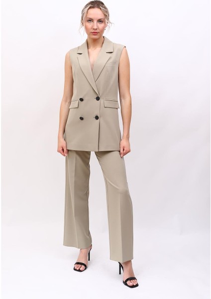 Blazer Yelek & Bol Paça Pantolon-Bambu