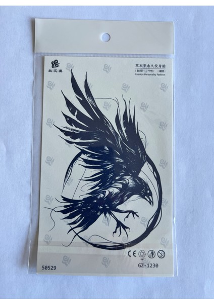 Karga 18X11 cm Yarı Kalıcı Geçici Dövme