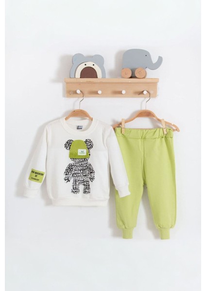Ayıcık Baskılı Erkek Çocuk 2’li Mevsimlik takım - Yeşil