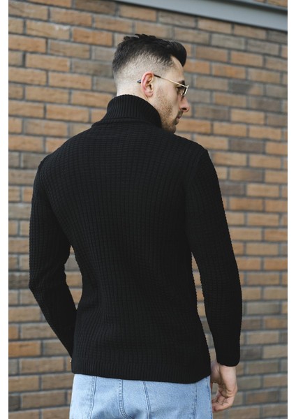 Axton Slim Fit Kare Desen Boğazlı Kazak fırsatları