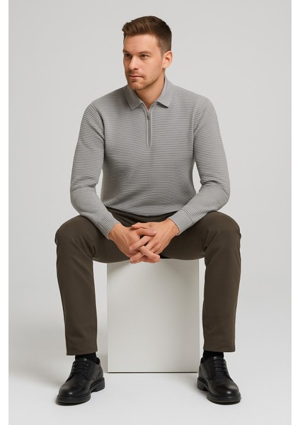 Erkek Fermuarlı Polo Yaka Kazak 732 fırsatları