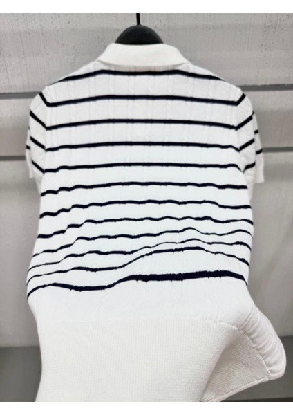 Premium Erkek Beyaz Çizgili Polo Yaka Tişört modelleri