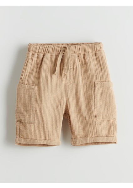Yeni Sezon Beli Lastikli Basic Müslin Erkek Çocuk Şort modelleri
