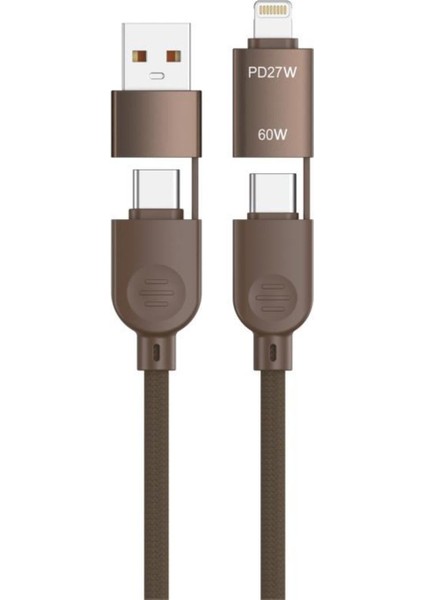 U17 4 In 1 Type-C To Type-C -Ligthning -Usb Örgü 87W Şarj Kablosu fiyatları