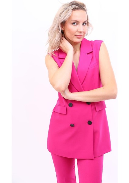 Erkek Yaka Blazer Yelek-Fuşya fiyatları