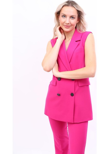 Erkek Yaka Blazer Yelek-Fuşya modelleri