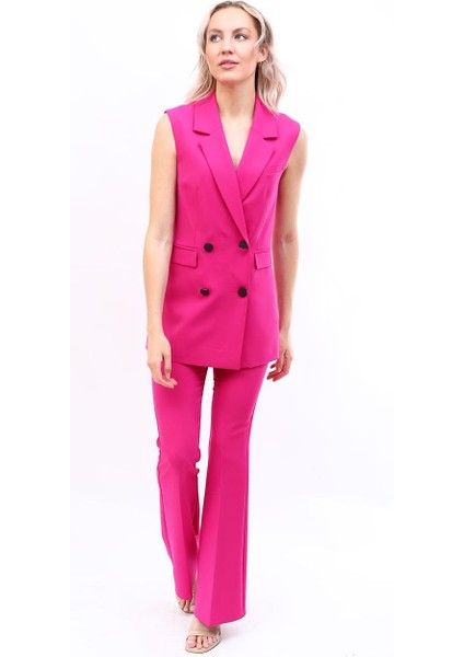 Erkek Yaka Blazer Yelek-Fuşya fırsatları