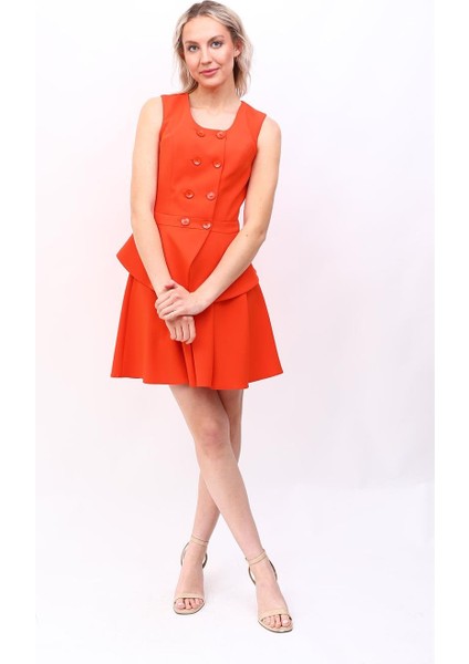 Aller Yelek & Kısa Kloş Etek Takım-Turuncu fırsatları