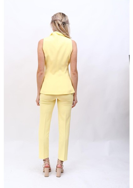 Abiye Yelek & Boru Paça Pantolon Takım-Sarı fırsatları