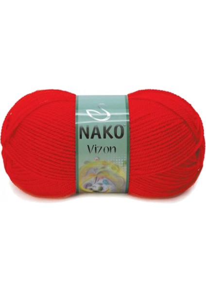 5 Adet Vizon Premium Akrilik El Örgü Ipi Yünü Renk NO:207 Alev Kırmızı fiyatları