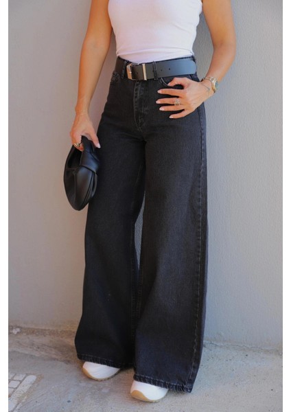 Antrasit Geniş Paça Jean Pantolon fiyatları