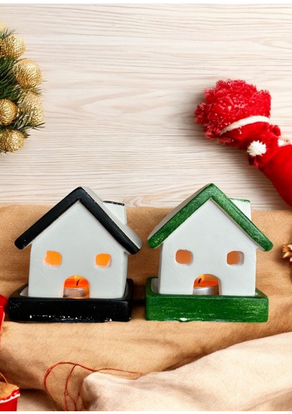 , Yılbaşı 2li Ev Mumluk, Beton Mumluk Seti, Dekoratif Ev, Tütsülük, Yılbaşı Hediyelik4 fiyatları