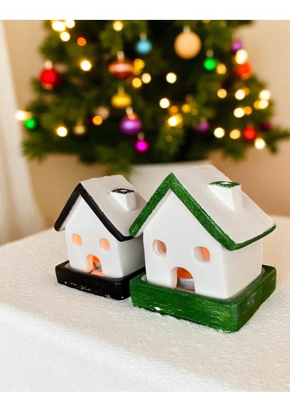 , Yılbaşı 2li Ev Mumluk, Beton Mumluk Seti, Dekoratif Ev, Tütsülük, Yılbaşı Hediyelik4 fırsatları