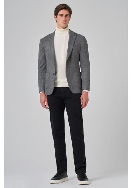 Erkek Füme Örme Trend Desenli Slim Fit Mono Yaka Ceket fırsatları