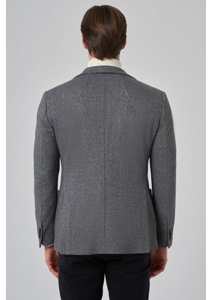 Erkek Füme Örme Trend Desenli Slim Fit Mono Yaka Ceket indirimleri
