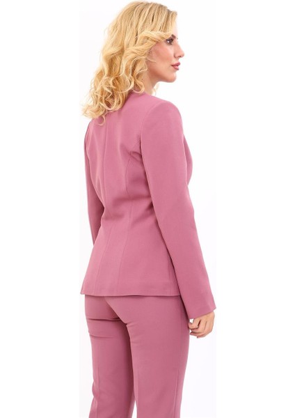 Oval Yaka Yandan Kuplu Klasik Ceket-Rose modelleri