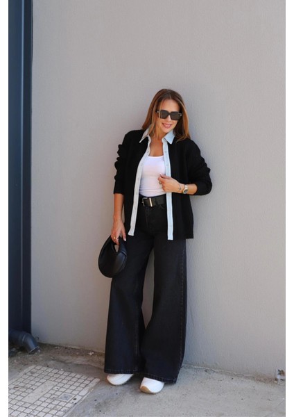 Antrasit Geniş Paça Jean Pantolon fırsatları