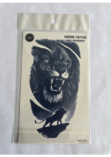 Aslan 18X11 cm Yarı Kalıcı Hayalet Geçici Dövme Yapıştırma Dövme