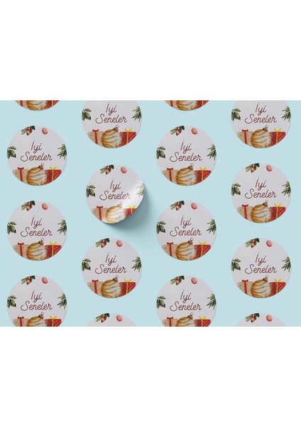 Yılbaşı Mutlu Yıllar&iyi Seneler Sticker Seti, Yeni Yıl Hediye Paketleme Etiketi, 108 Adet, 33X33 mm modelleri