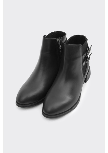 Hakiki Deri Çift Tokalı Fermuarlı Kadın Bot fiyatları